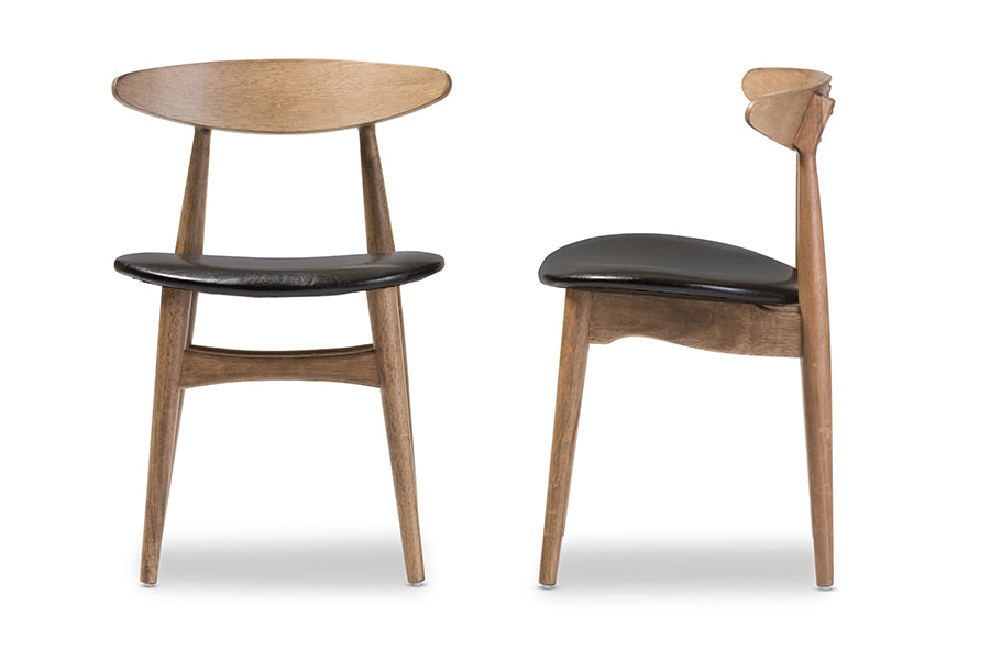 Oak dining chairs with black leather seat online