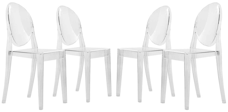 LeisureMod Marion Transparent Acrylic Modern Chair, Set of 4 | Dining Chairs | Modishstore