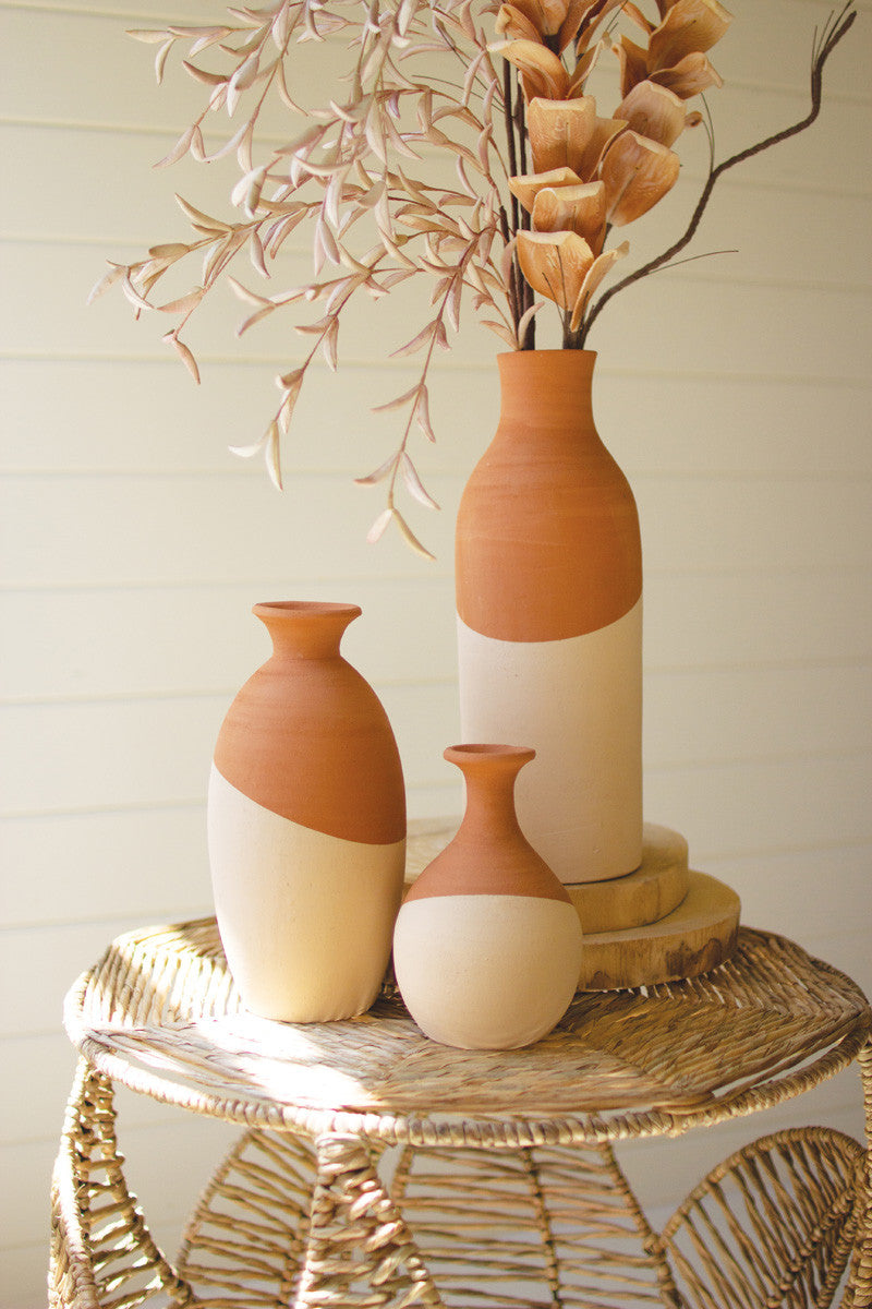 Ivory Dipped Clay Vases Set Of 3 By Kalalou | Vases |  Modishstore  - 3