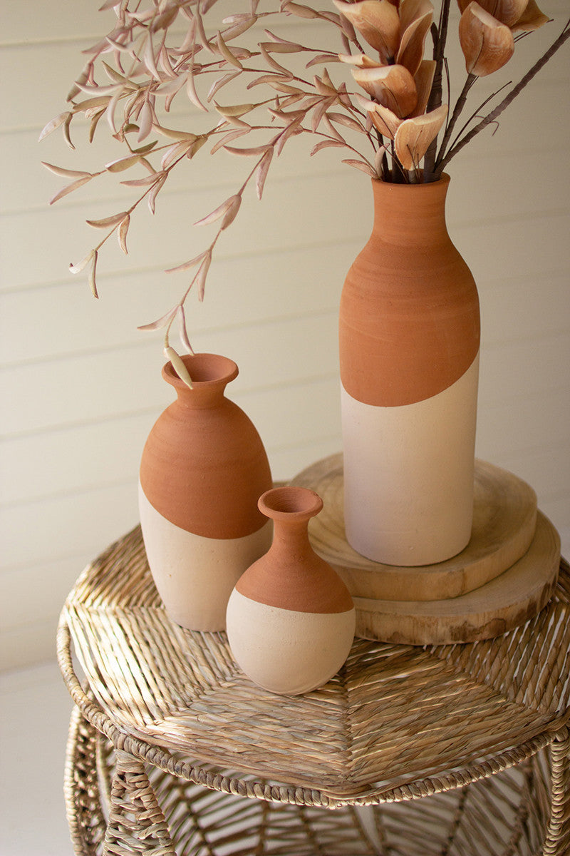 Ivory Dipped Clay Vases Set Of 3 By Kalalou | Vases |  Modishstore  - 5