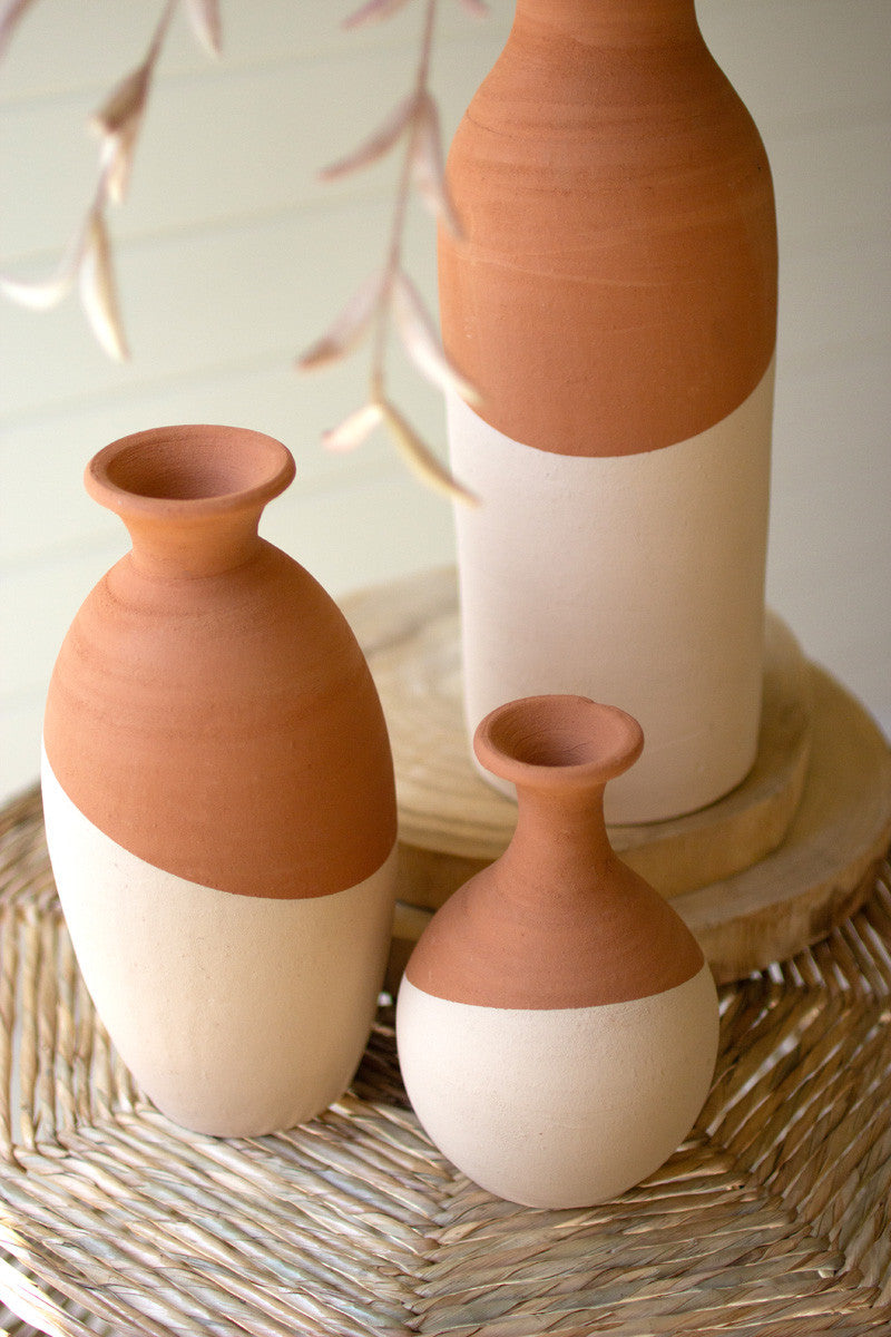 Ivory Dipped Clay Vases Set Of 3 By Kalalou | Vases |  Modishstore  - 4