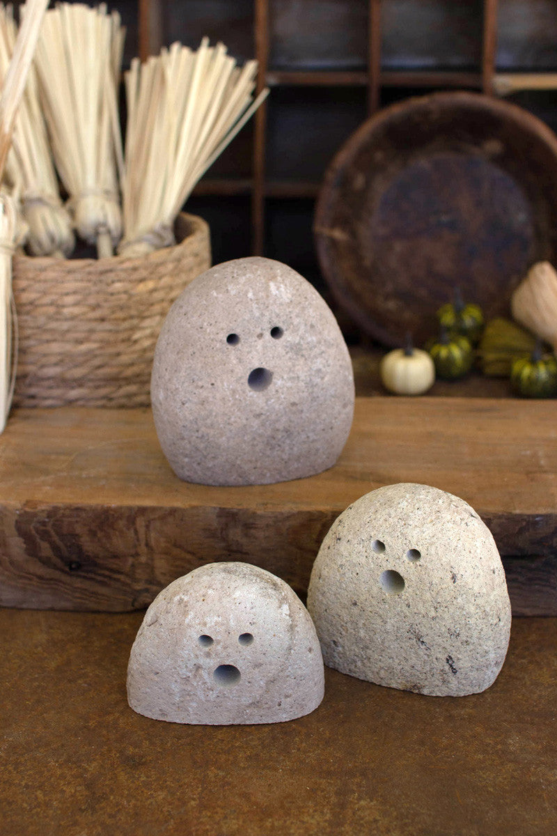 Set Of Three Tabletop River Rock Ghosts By Kalalou | Sculptures | Modishstore - 2
