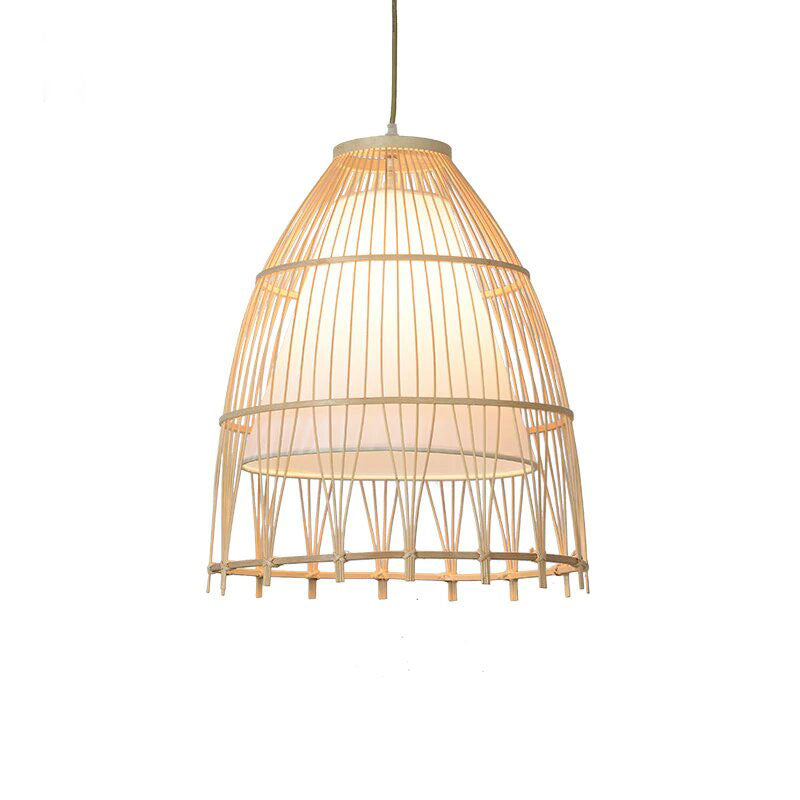 Bamboo Wicker Rattan Fabric Shade Braid Pendant Light By Artisan Living-6