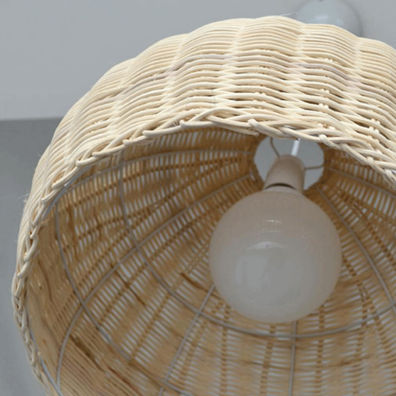 Wicker Rattan Round Basket Shade Pendant Light By Artisan Living-6