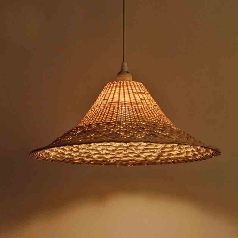 Wicker Rattan Straw Hat Shade Pendant Light By Artisan Living-3