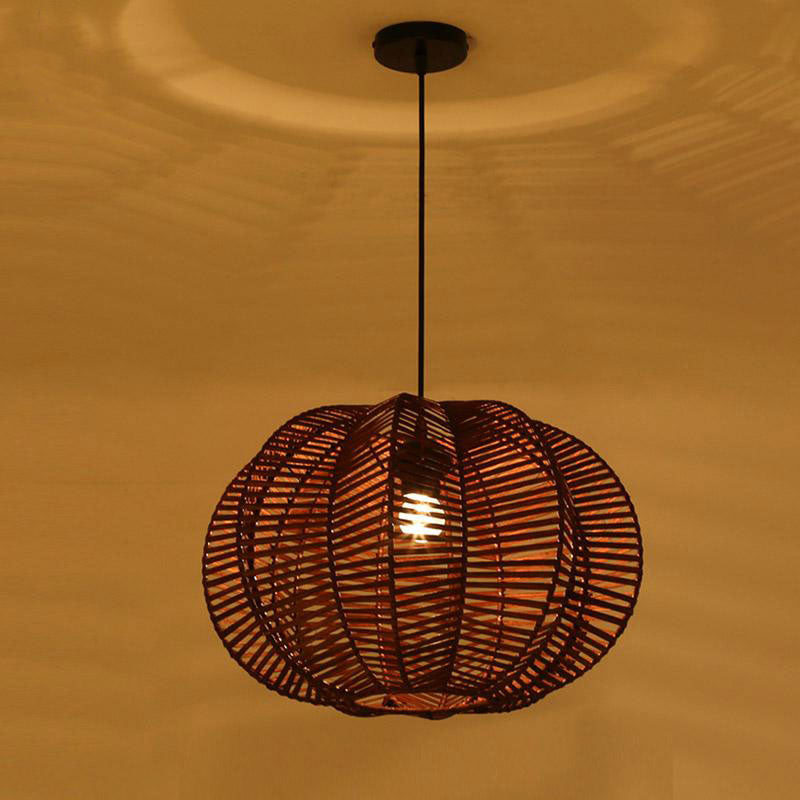 Wicker Rattan Shade Pumpkin Pendant Light By Artisan Living – Modish Store