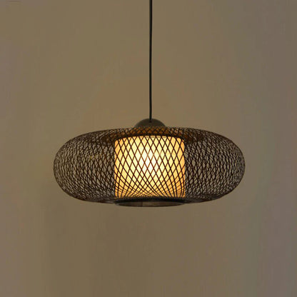 Bamboo Wicker Rattan Lantern Pendant Light By Artisan Living-2369-4