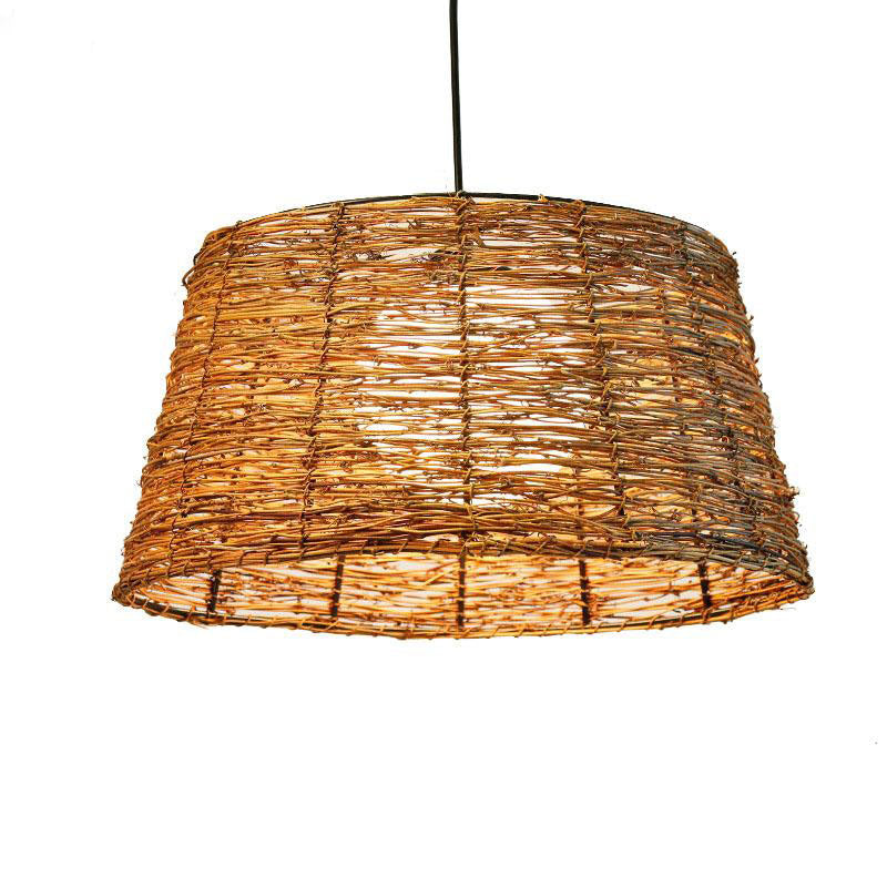 Wicker Rattan Glass Bucket Shade Pendant Light By Artisan Living-2