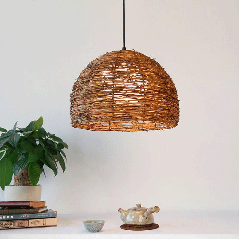 Wicker Rattan Lantern Lampshade Pendant Light By Artisan Living-6