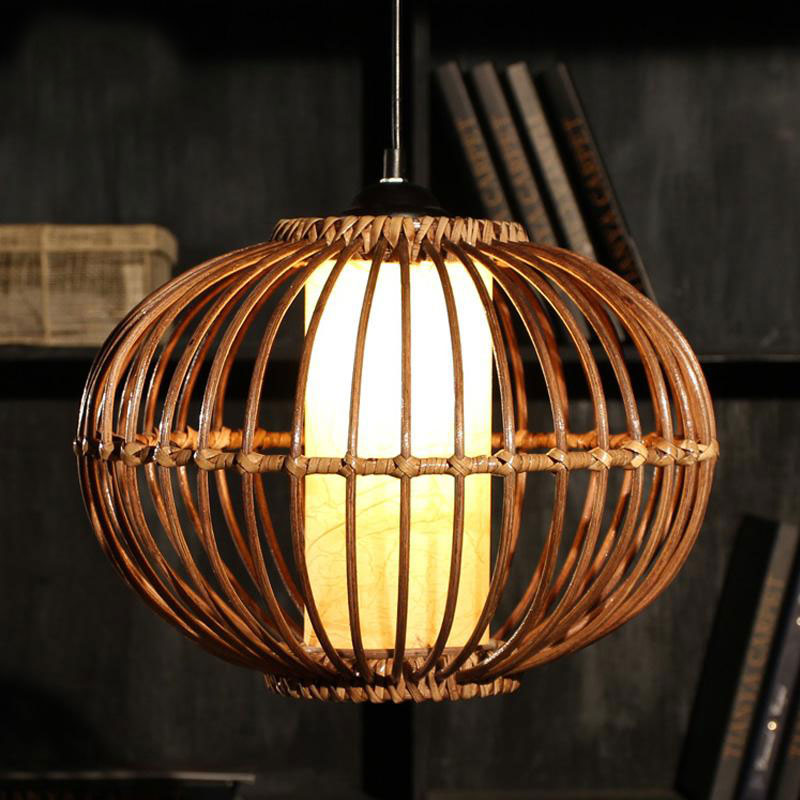 Wicker Rattan Lantern Shade Pendant Light By Artisan Living-5