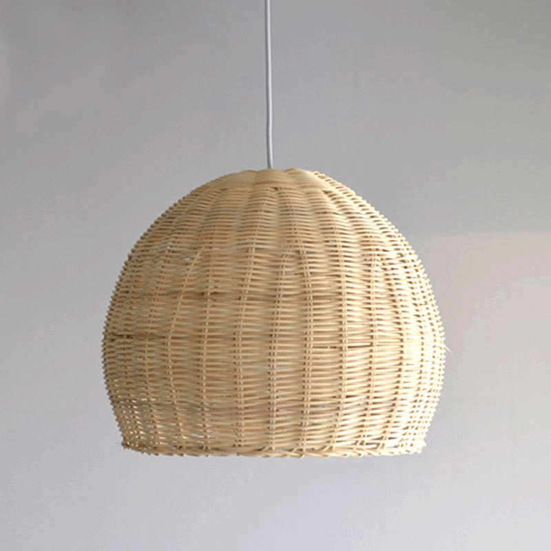 Wicker Rattan Round Basket Shade Pendant Light By Artisan Living-2