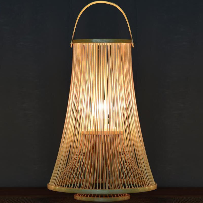 Bamboo Wicker Rattan Lantern Shade Table Light By Artisan Living | ModishStore | Table Lamps