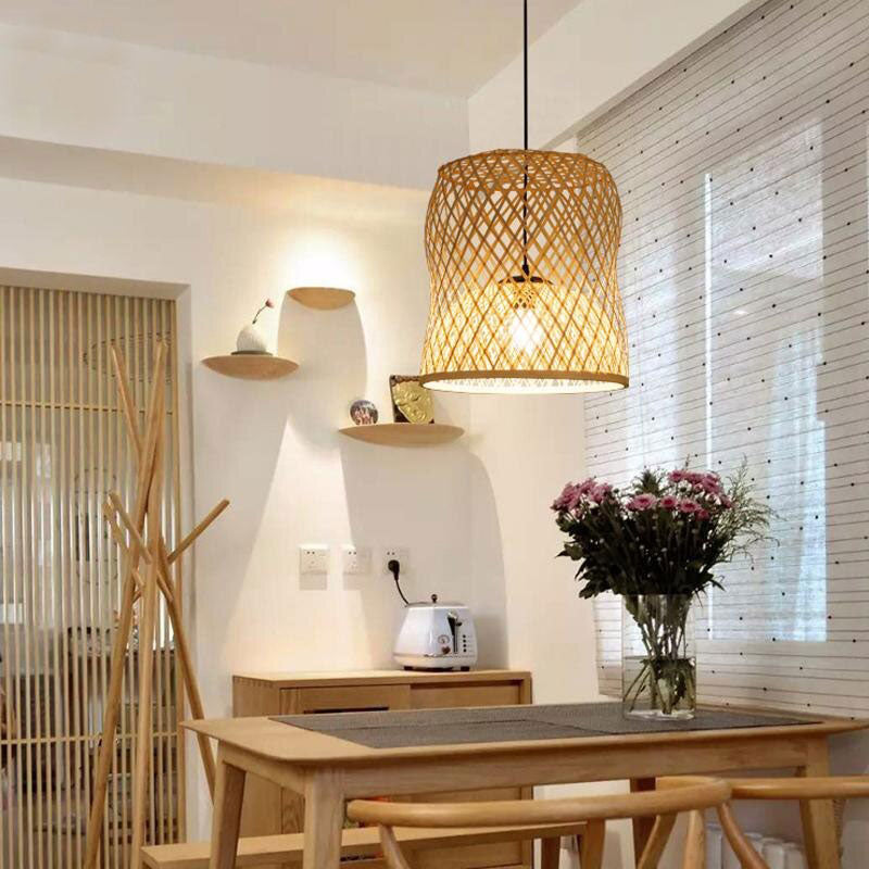 Bamboo Wicker Rattan Shade Pendant Light By Artisan Living | ModishStore | Pendant Lamps