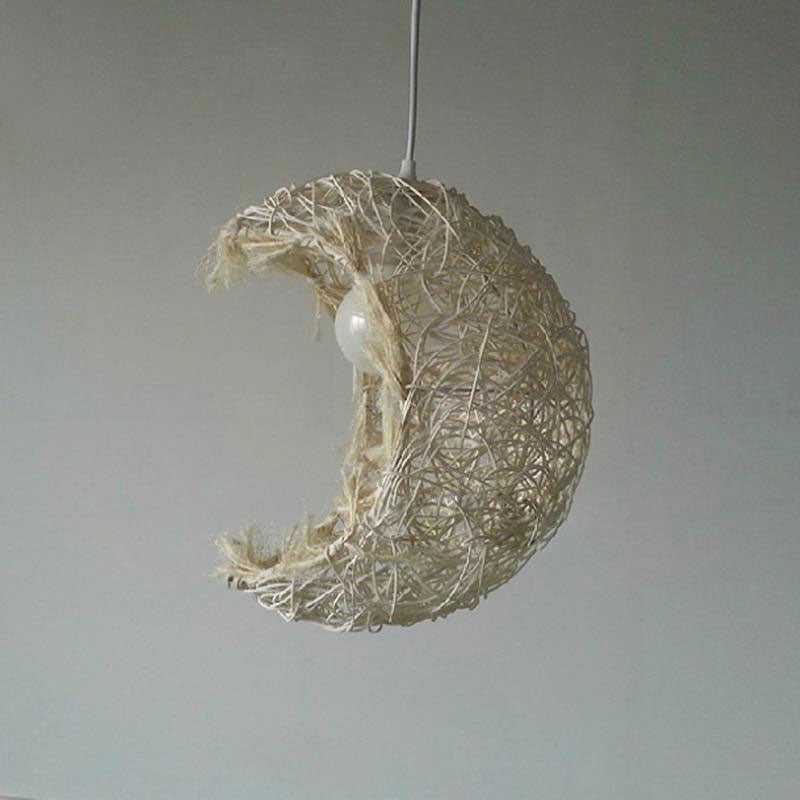 Wicker Rattan Shade Moon Pendant Light By Artisan Living-5