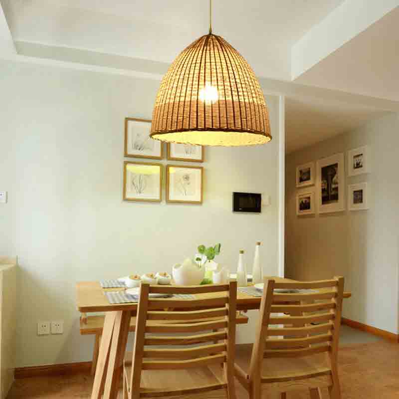 Bamboo Wicke Rattan Basket Pendant Light By Artisan Living | ModishStore | Pendant Lamps