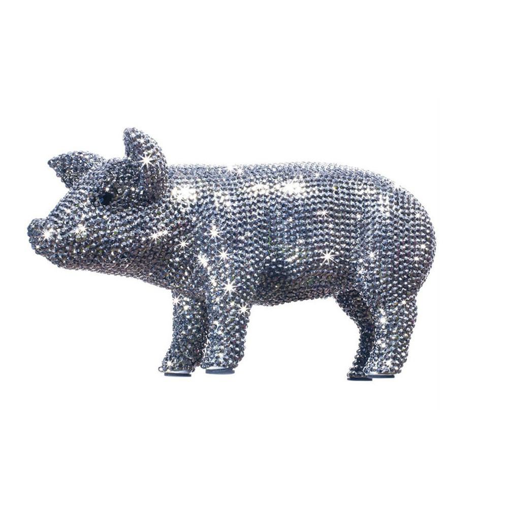 Interior Illusions Plus Graphite Rhinestone Piggy Bank - 12" long | Animals & Pets | Modishstore