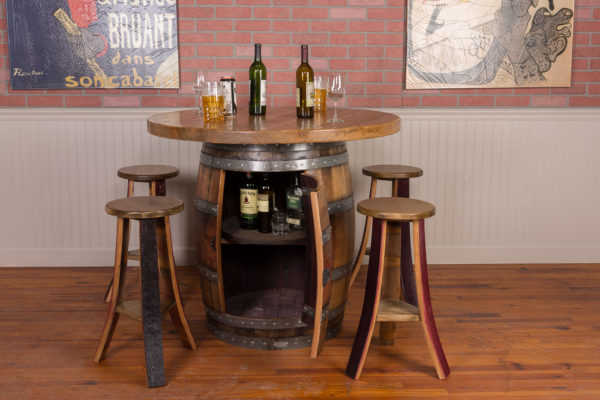 Napa East Wine Barrel Round Top Table Set: Cabinet Base | Bar Tables | Modishstore - 7