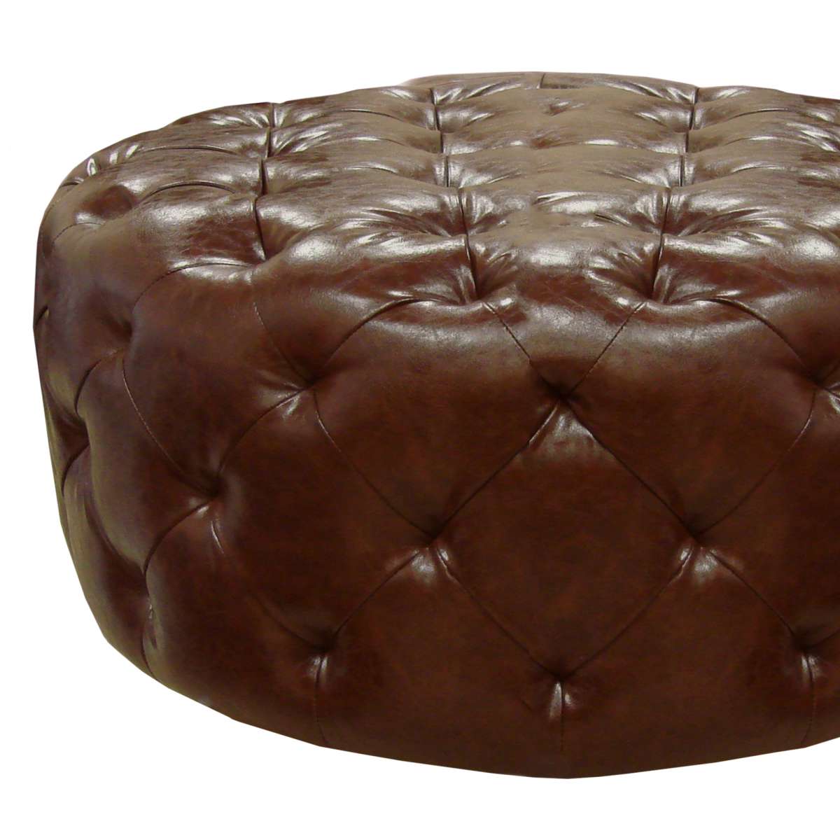 Victoria Ottoman In Brown Bonded Leather By Armen Living | Ottomans |  Modishstore  - 3