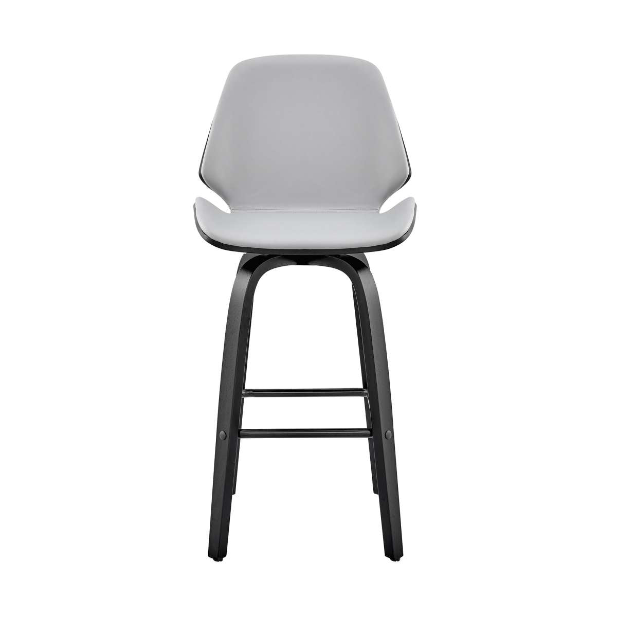 Arabela 26" Gray Faux Leather and Black Wood Swivel Bar Stool By Armen Living | Bar Stools | Modishstore - 2