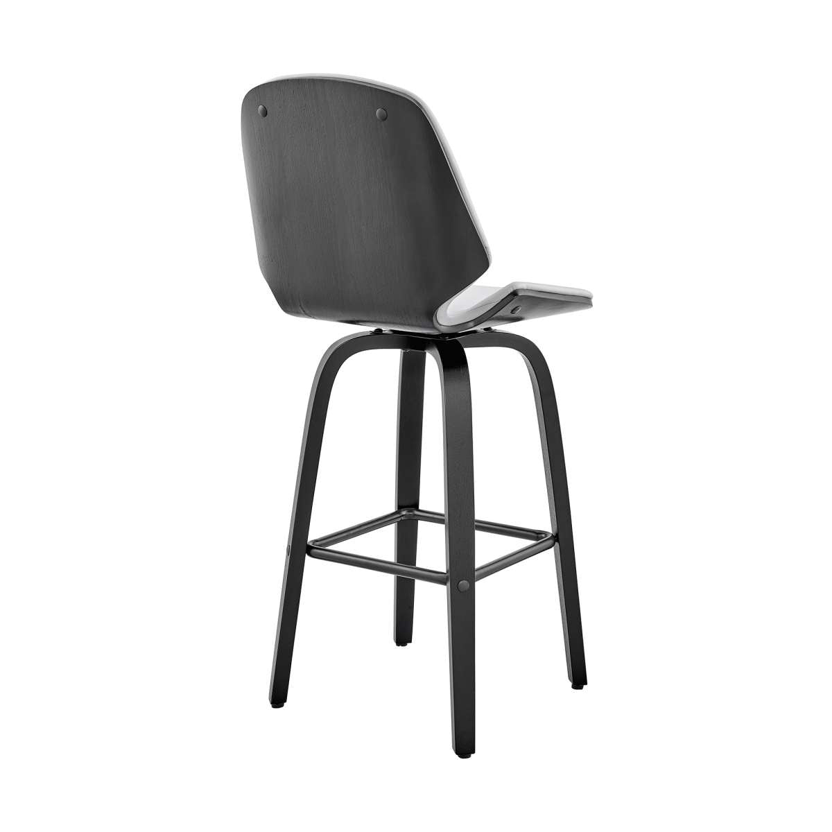 Arabela 26" Gray Faux Leather and Black Wood Swivel Bar Stool By Armen Living | Bar Stools | Modishstore - 3