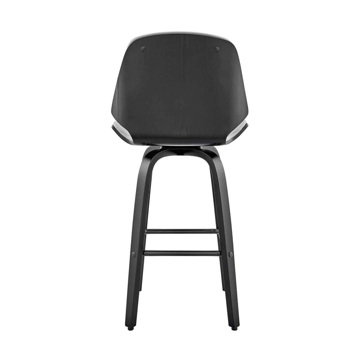 Arabela 26" Gray Faux Leather and Black Wood Swivel Bar Stool By Armen Living | Bar Stools | Modishstore - 4