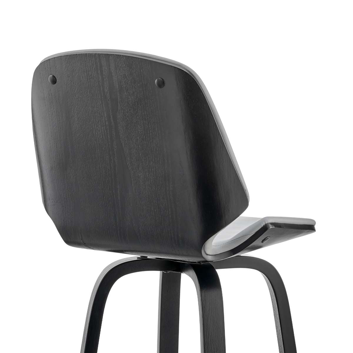 Arabela 26" Gray Faux Leather and Black Wood Swivel Bar Stool By Armen Living | Bar Stools | Modishstore - 6