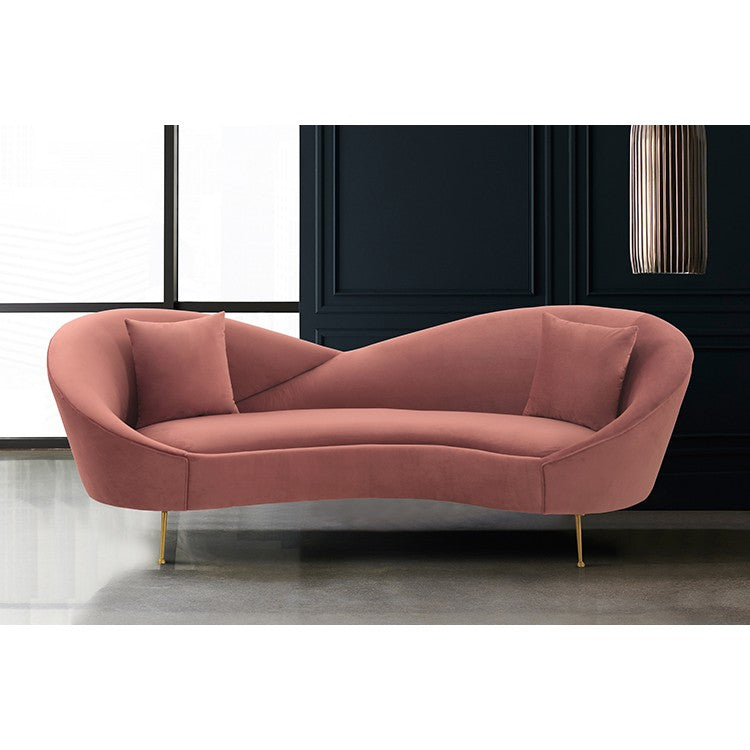 Anabella Blush Fabric Upholstered Sofa with Brushed Gold Legs By Armen Living | Sofas |  Modishstore 