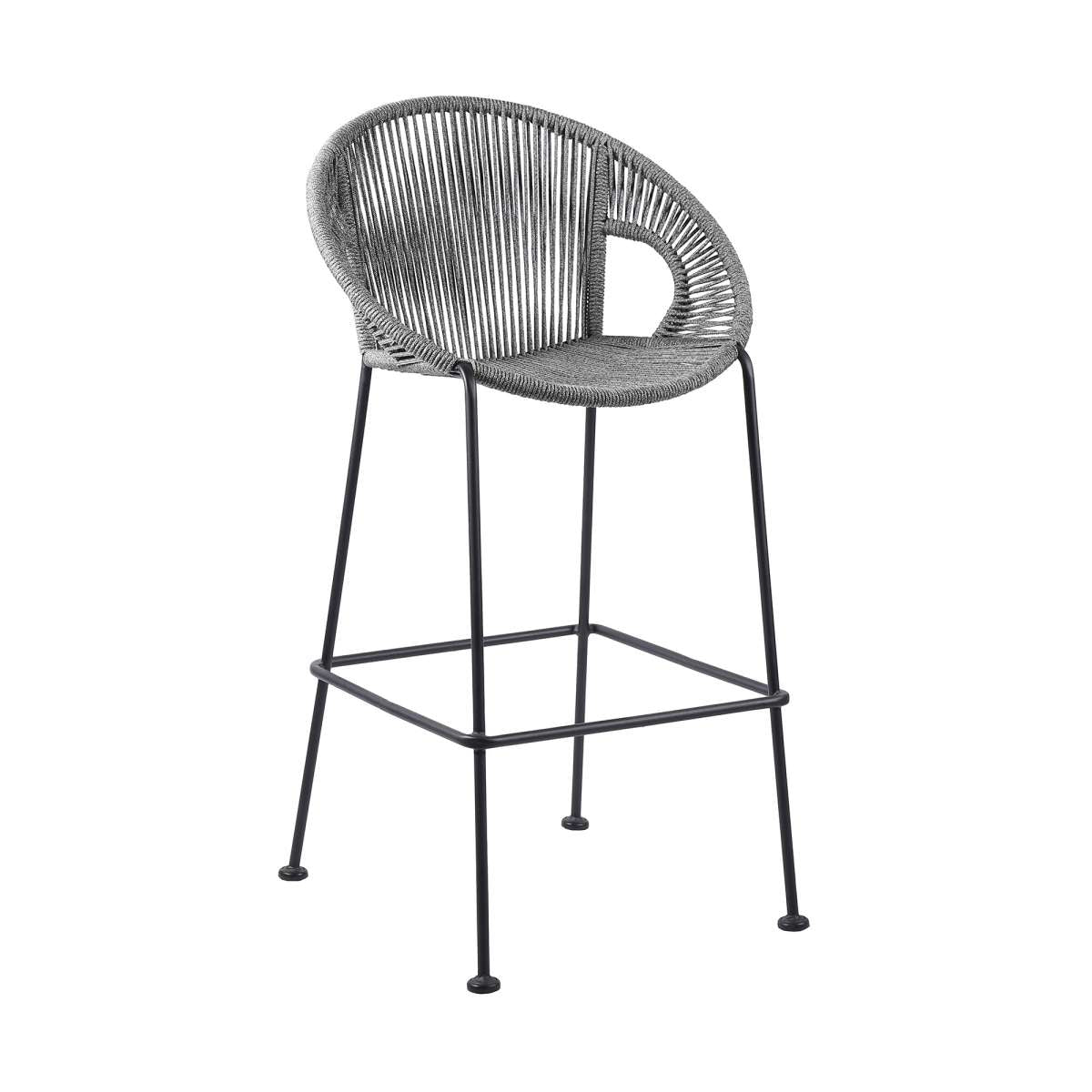 Acapulco 30" Indoor Outdoor Steel Bar Stool with Grey Rope By Armen Living | Bar Stools |  Modishstore  - 2