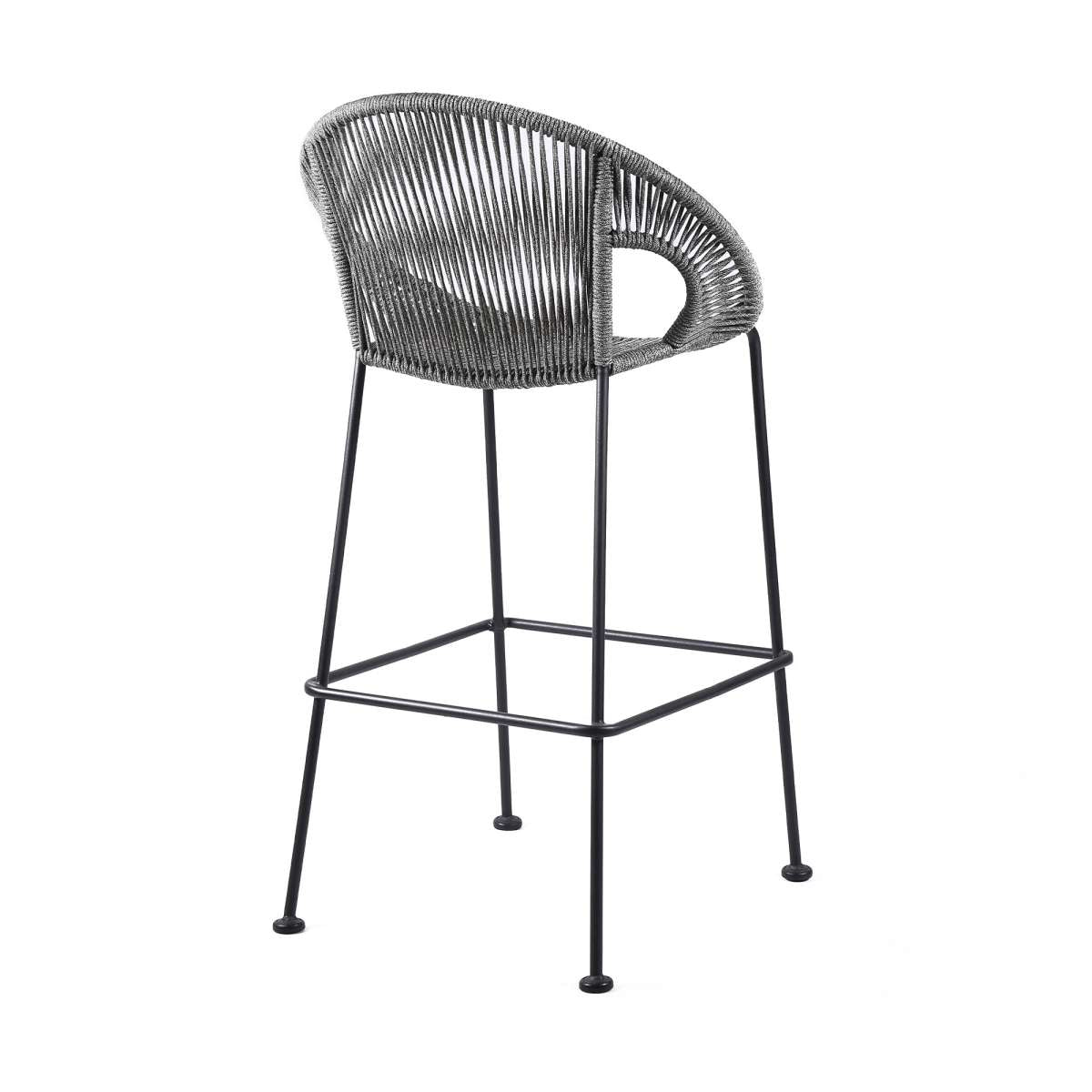 Acapulco 30" Indoor Outdoor Steel Bar Stool with Grey Rope By Armen Living | Bar Stools |  Modishstore  - 3