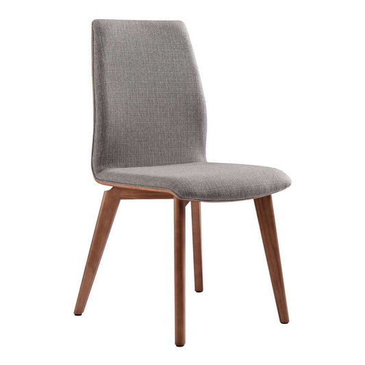 Archie Mid-Century Dining Chair in Walnut Finish and Gray Fabric - Set of 2 By Armen Living | Dining Chairs | Modishstore