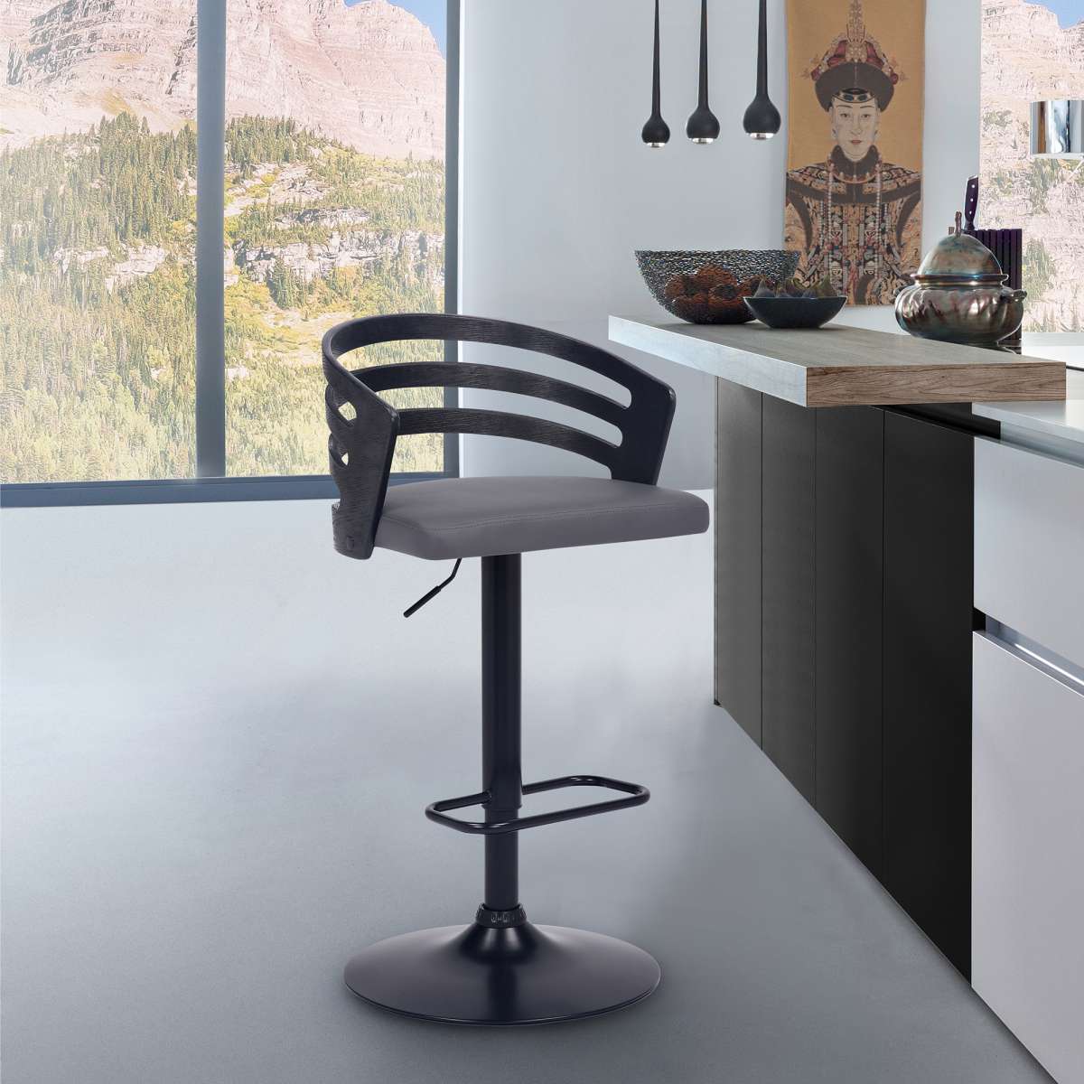 Adele Adjustable Height Swivel Bar Stool By Armen Living | Bar Stools | Modishstore