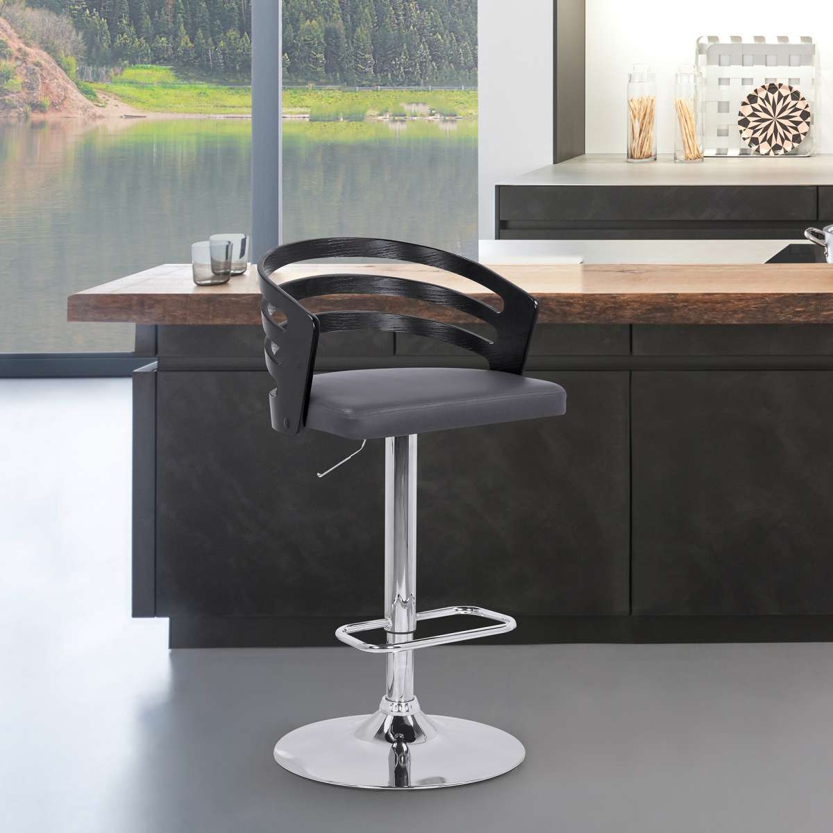 Adele Adjustable Height Swivel Bar Stool By Armen Living | Bar Stools | Modishstore - 9