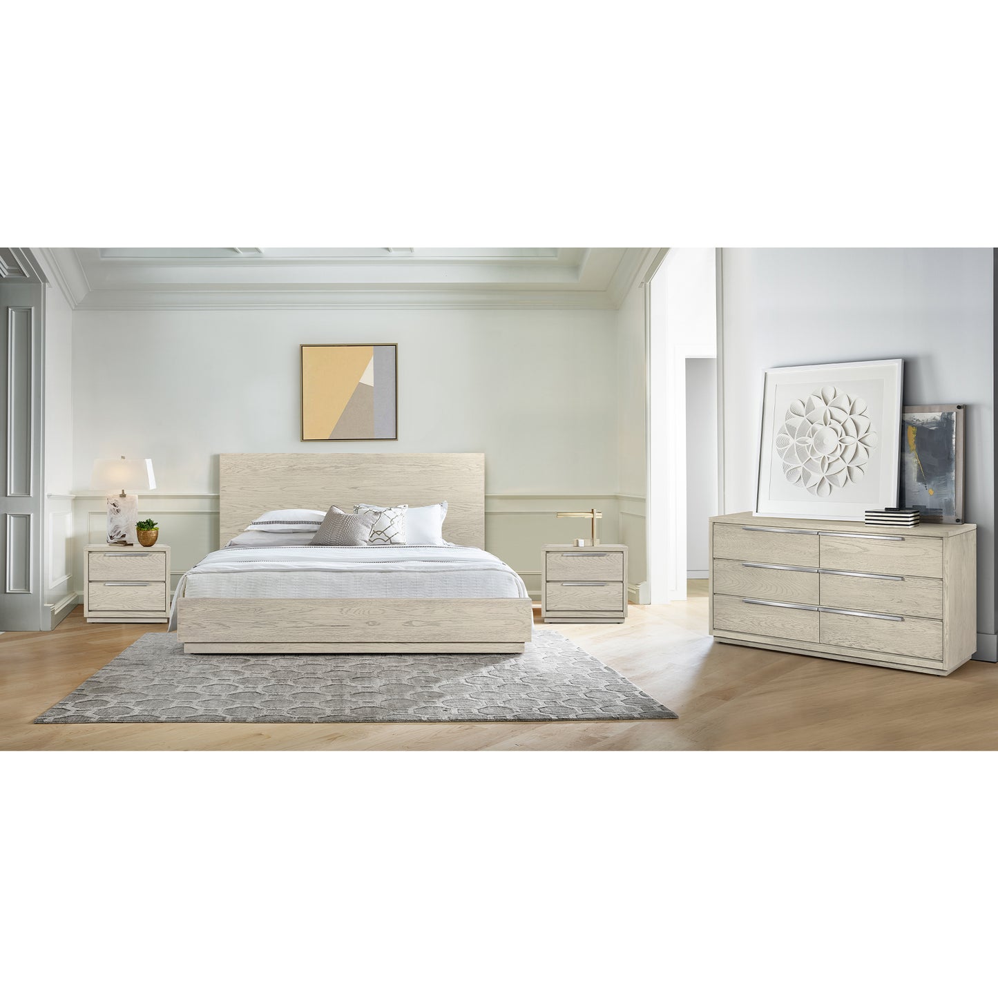 Abbey King Platform Bed Frame in Grey Oak Wood By Armen Living | Beds | Modishstore