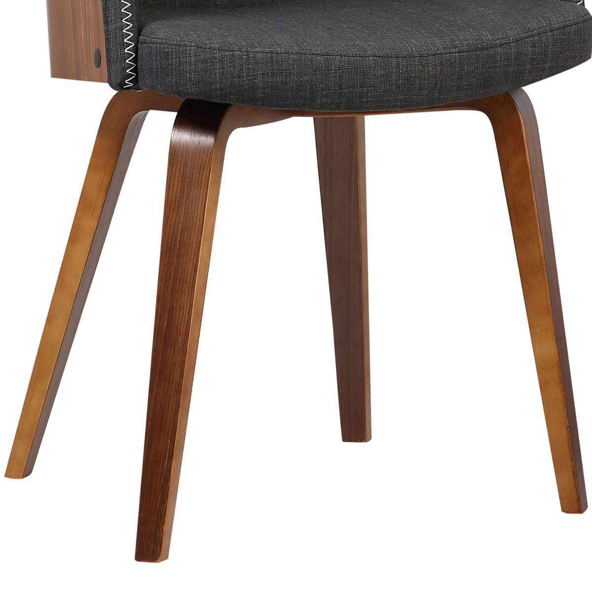 Alpine Mid-Century Dining Chair in Charcoal Fabric with Walnut Wood By Armen Living | Dining Chairs | Modishstore - 6