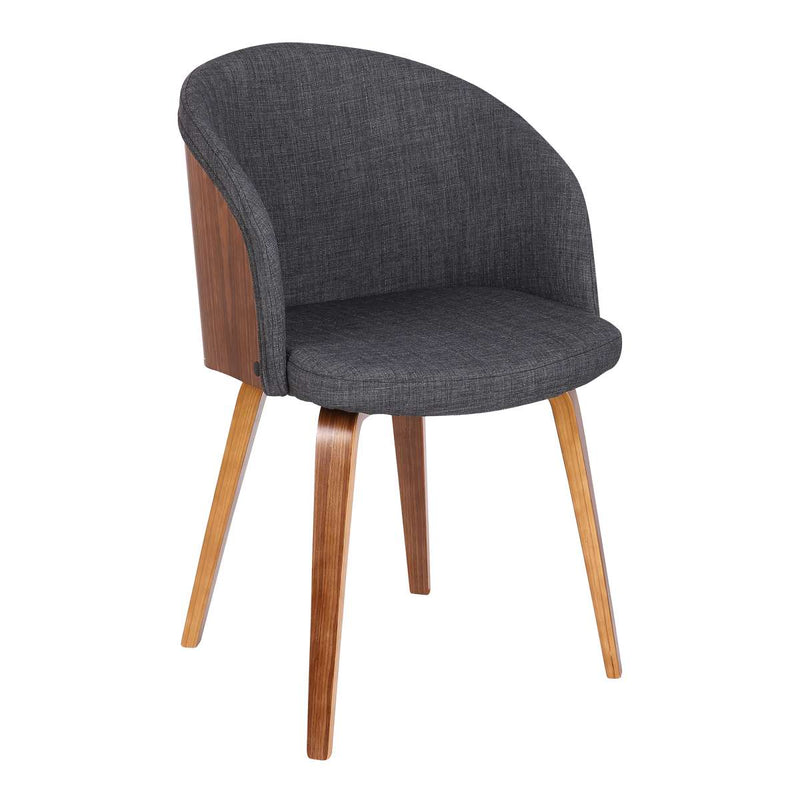 Alpine Mid-Century Dining Chair in Charcoal Fabric with Walnut Wood By Armen Living | Dining Chairs | Modishstore