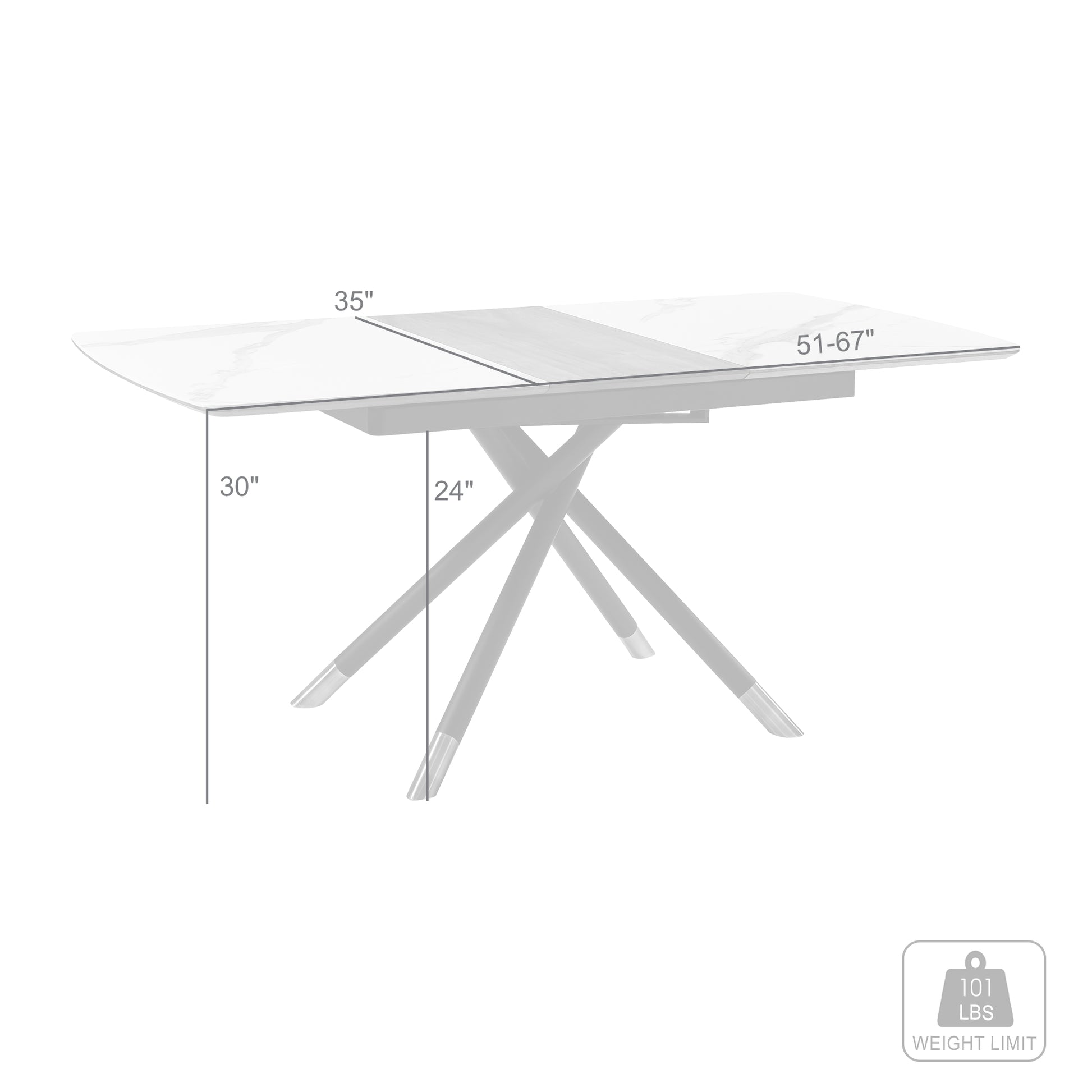 Alora Extendable Dining Table with Light Gray Ceramic and Wood Top and Metal Legs By Armen Living | Dining Tables | Modishstore - 9