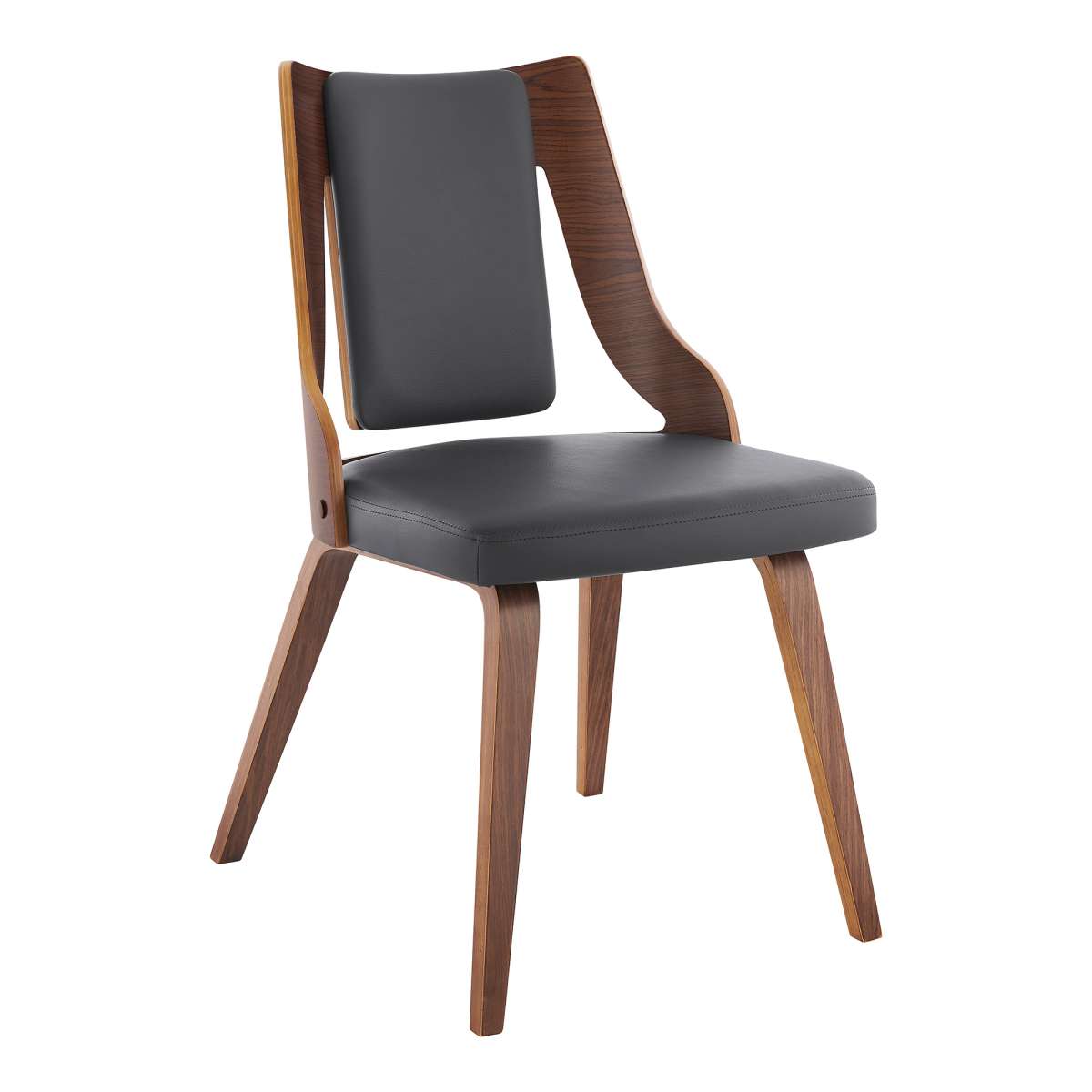 Aniston Gray Faux Leather and Walnut Wood Dining Chairs - Set of 2 By Armen Living | Dining Chairs | Modishstore - 2