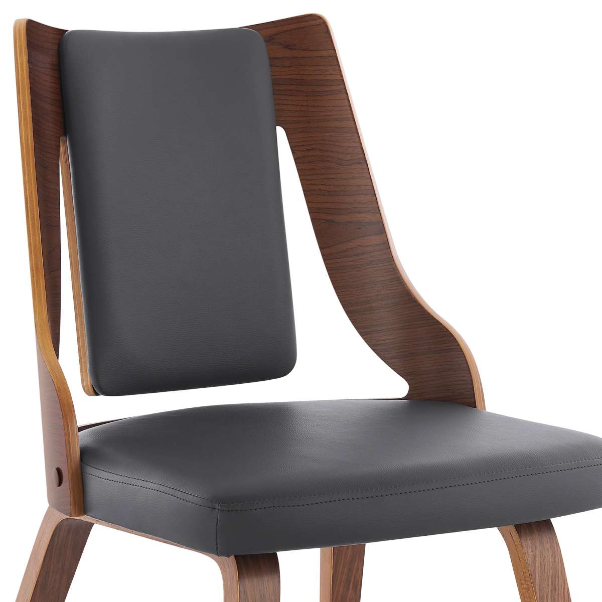 Aniston Gray Faux Leather and Walnut Wood Dining Chairs - Set of 2 By Armen Living | Dining Chairs | Modishstore - 4