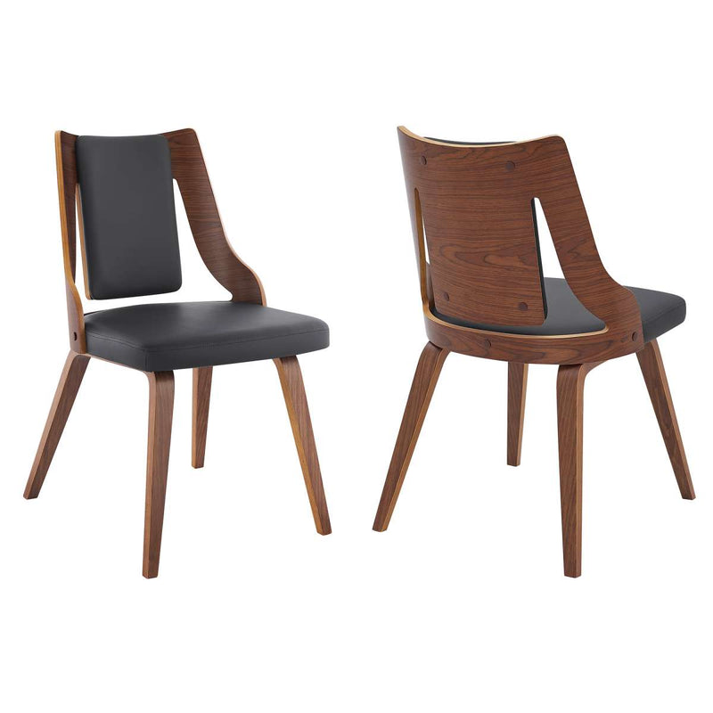 Aniston Gray Faux Leather and Walnut Wood Dining Chairs - Set of 2 By Armen Living | Dining Chairs | Modishstore