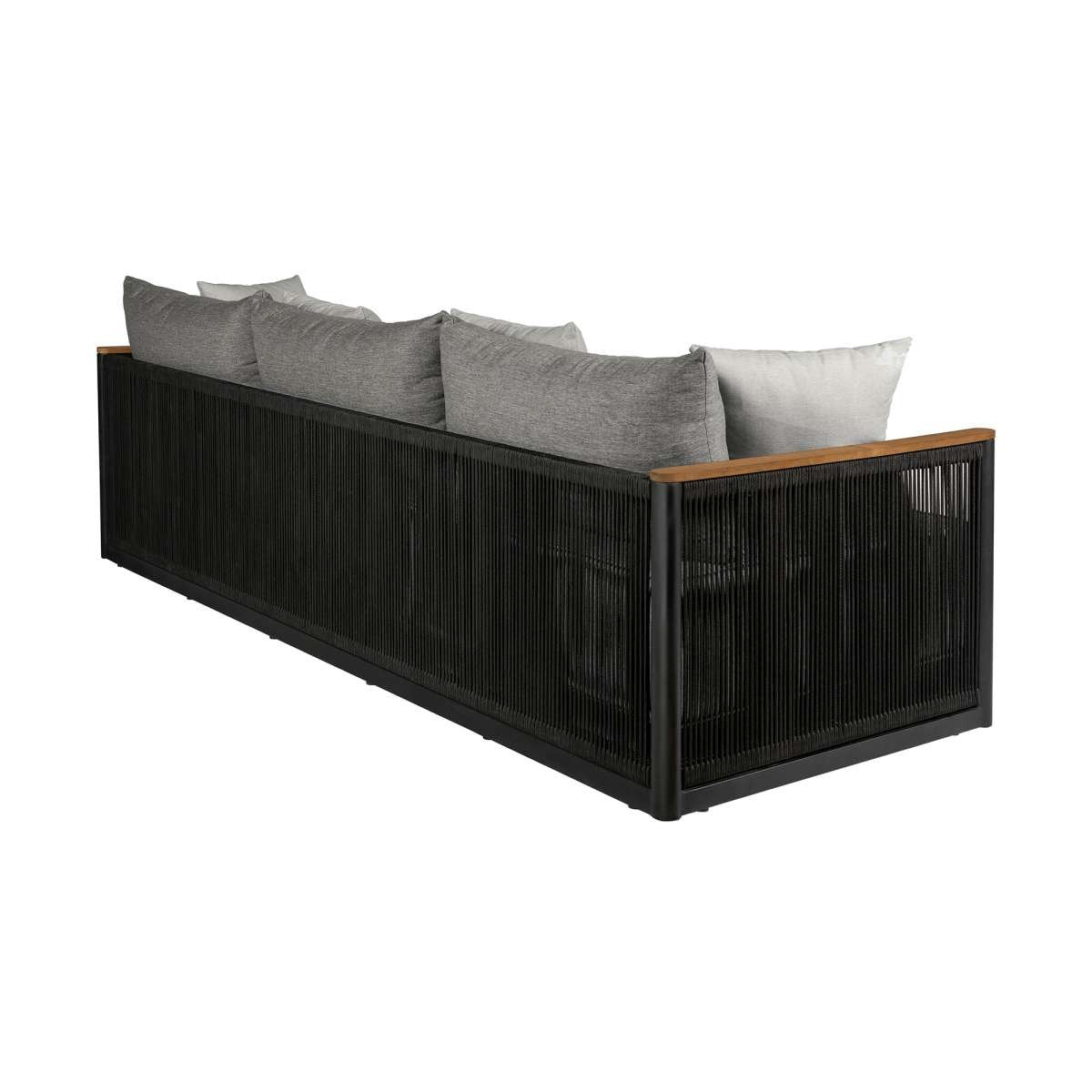 Artesia Outdoor Patio Sofa in Teak Wood and Black Rope with Dark Gray Olefin Cushions By Armen Living | Outdoor Sofas, Loveseats & Sectionals | Modishstore - 4