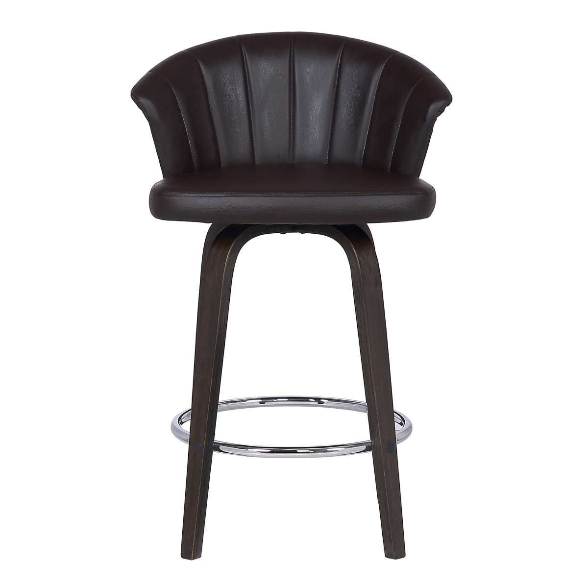 Ashley Wood Back 30" Swivel Brown Faux Leather Bar Stool By Armen Living | Bar Stools | Modishstore - 2