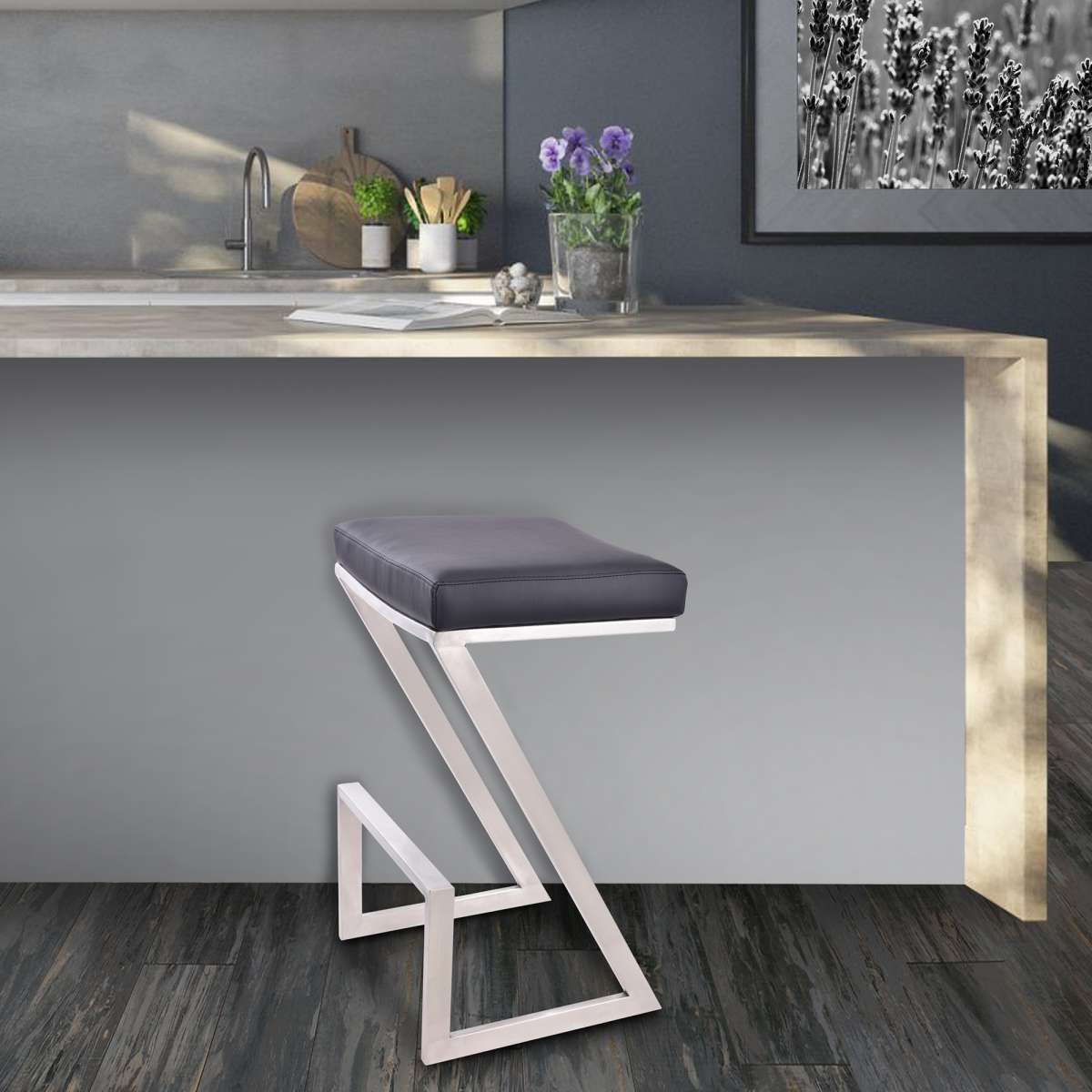 Atlantis 30" Bar Height Backless Black Bar Stool By Armen Living | Bar Stools | Modishstore