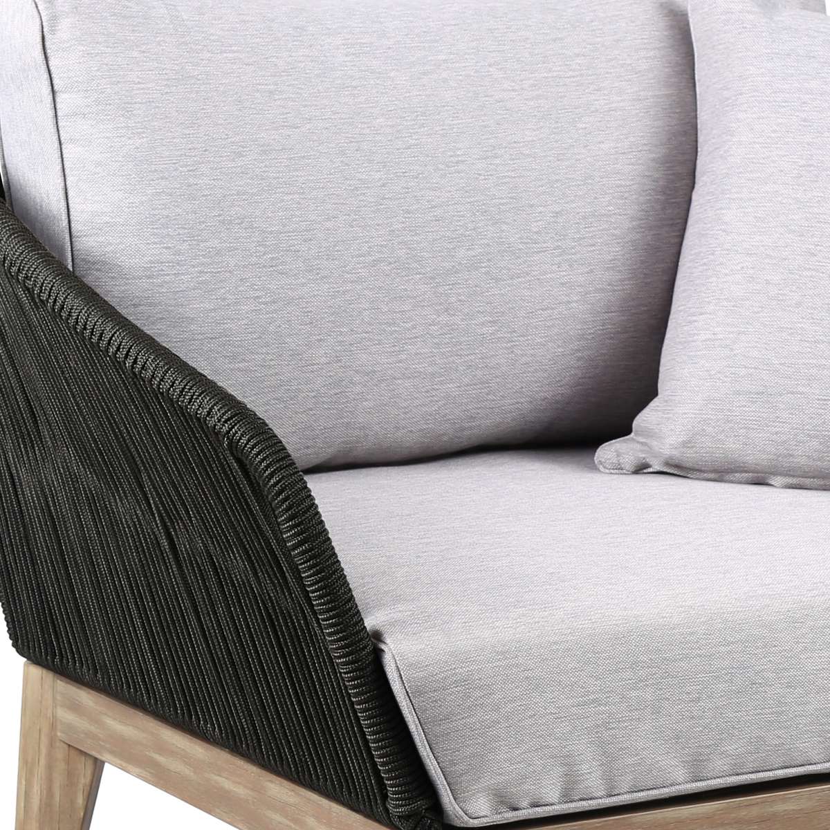 Athos Indoor Outdoor Club Chair in Dark Eucalyptus Wood with Latte Rope and Grey Cushions By Armen Living | Outdoor Chairs |  Modishstore  - 12