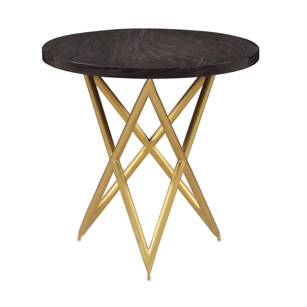 Atala Brown Veneer End Table with Brushed Gold Legs By Armen Living | End Tables |  Modishstore  - 2