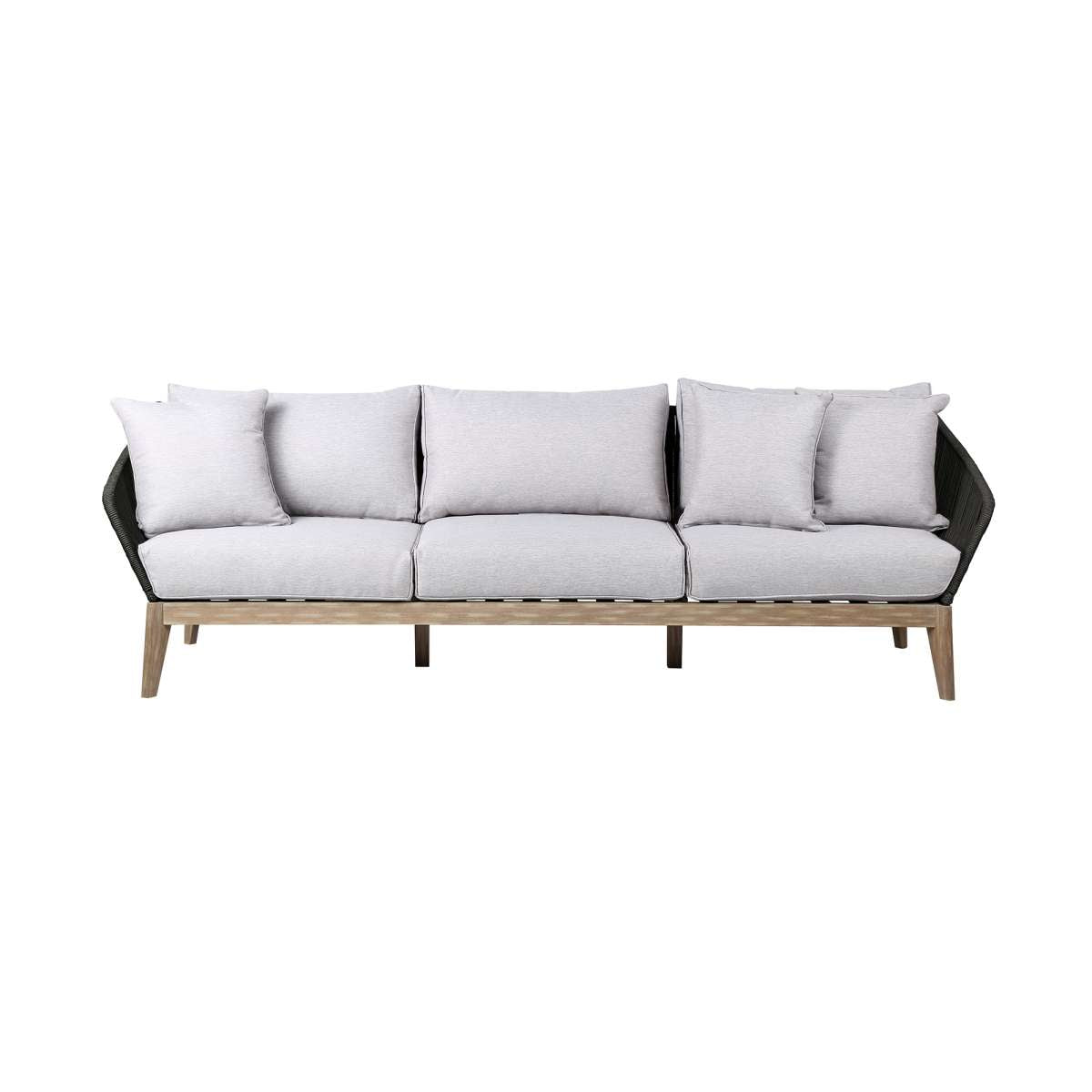 Athos Indoor Outdoor 3 Seater Sofa in Dark Eucalyptus Wood with Latte Rope and Grey Cushions By Armen Living | Outdoor Sofas, Loveseats & Sectionals |  Modishstore  - 14