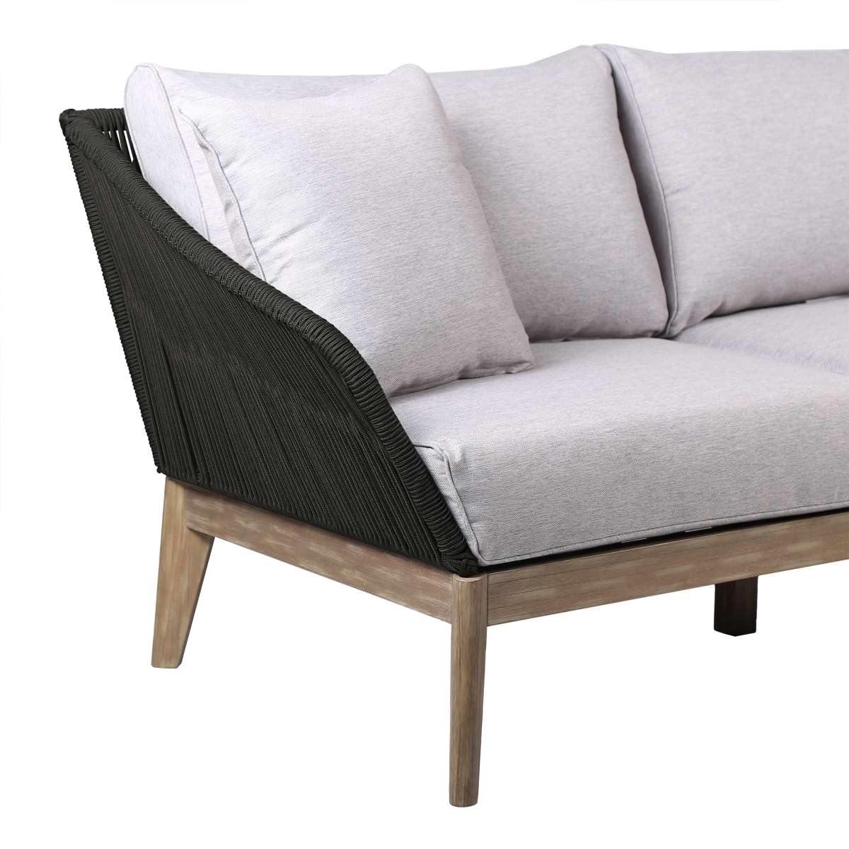 Athos Indoor Outdoor 3 Seater Sofa in Dark Eucalyptus Wood with Latte Rope and Grey Cushions By Armen Living | Outdoor Sofas, Loveseats & Sectionals |  Modishstore  - 11