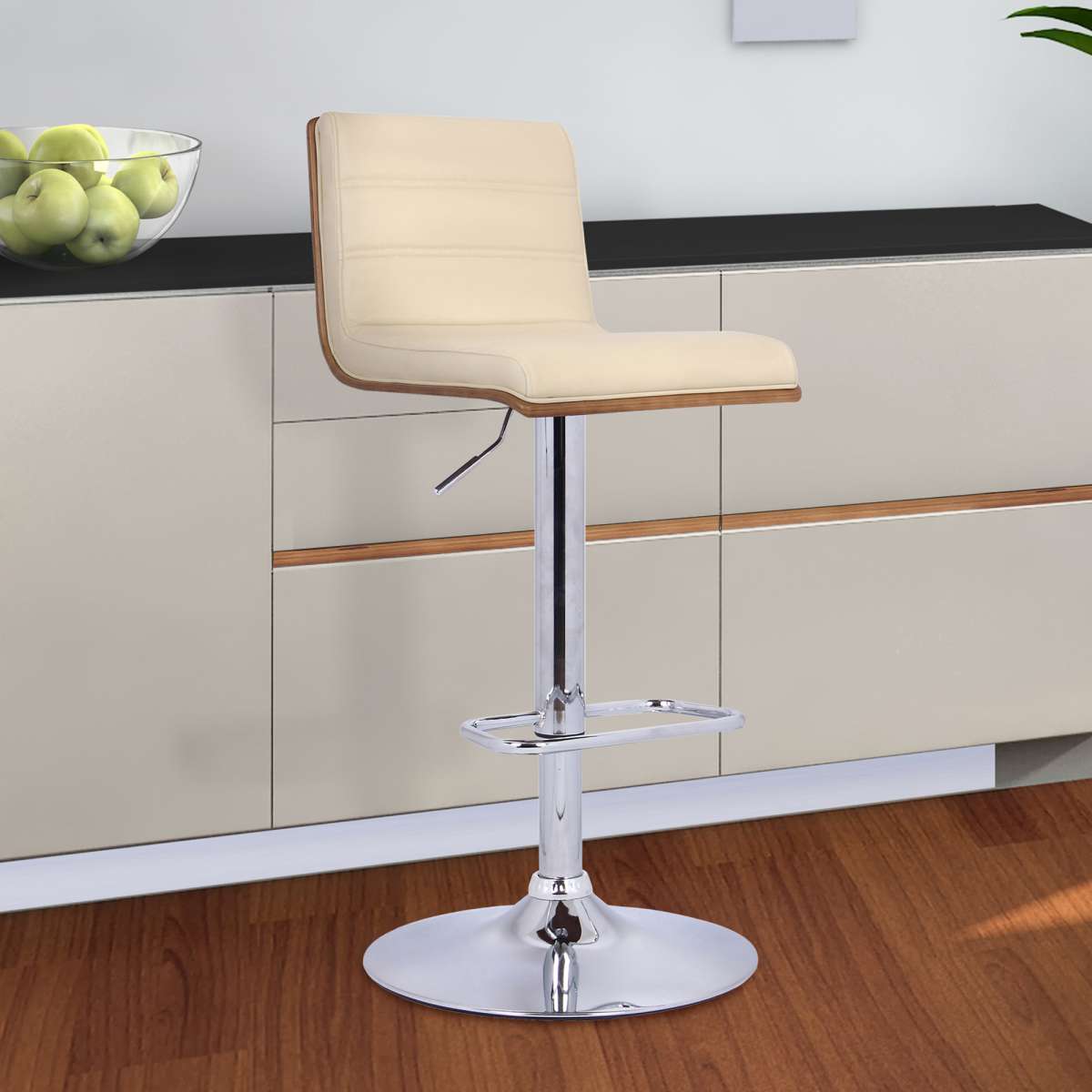 Aubrey Adjustable Height Swivel Bar Stool with Walnut Wood By Armen Living | Bar Stools | Modishstore - 7