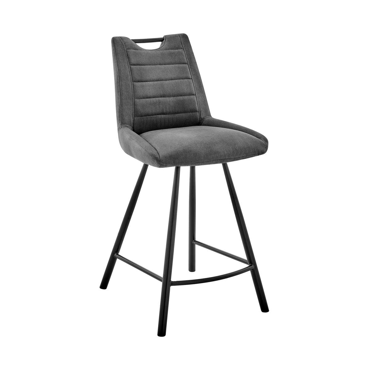 Arizona 26" Counter Height Bar Stool in Charcoal Fabric and Black Finish By Armen Living | Bar Stools |  Modishstore  - 2