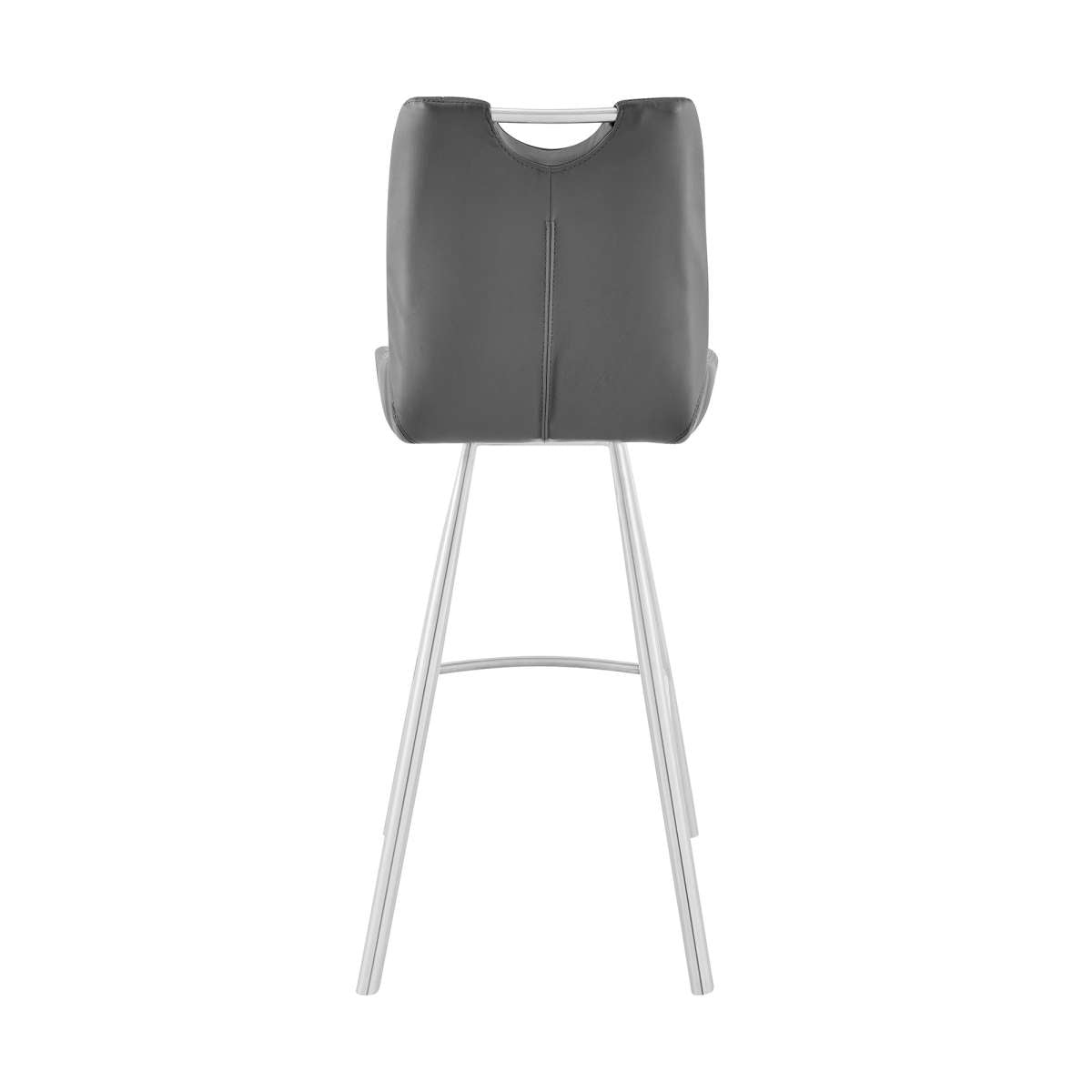 Arizona 30" Bar Height Bar Stool in Charcoal Faux Leather and Brushed Stainless Steel Finish By Armen Living | Bar Stools | Modishstore - 4