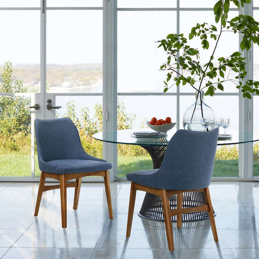 Azalea Blue Fabric and Walnut Wood Dining Side Chairs - Set of 2 By Armen Living | Side Chairs |  Modishstore 